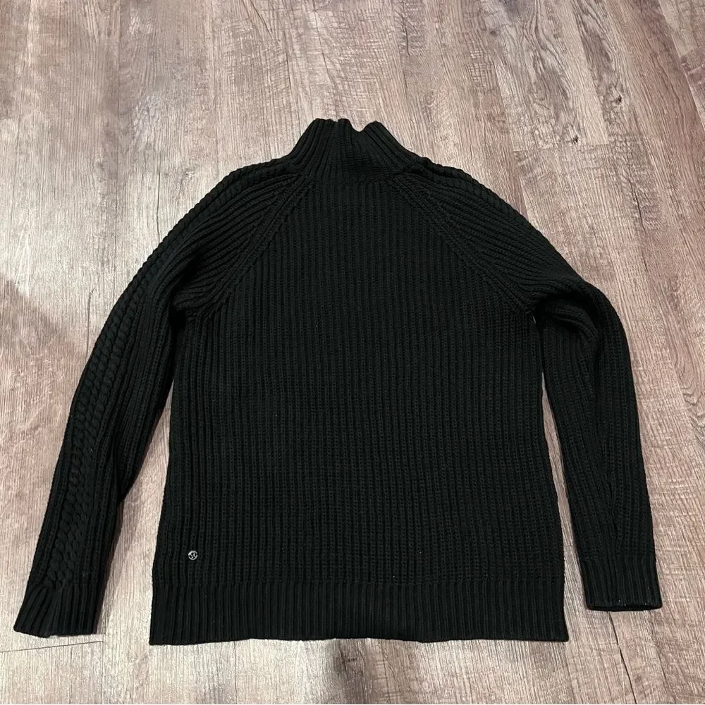 lululemon athletica Bring The Cozy Black Cable Knit TurtleNeck Sweater Sz. 8